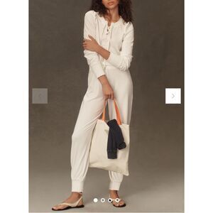 Anthropologie Sundays Tory Long-Sleeve Jumpsuit Cream Size XS New